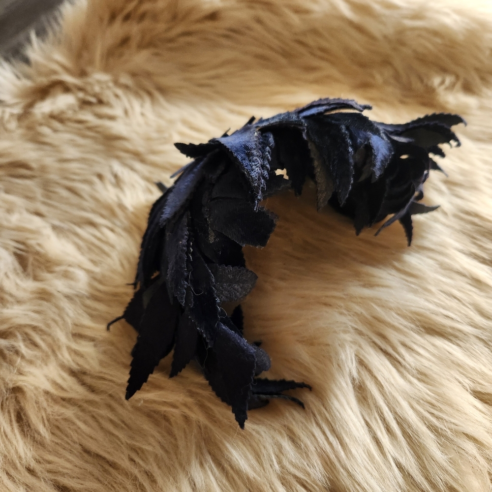 1950s Vintage Velvet Floral Fascinator Hat Navy Blue - Picture 5 of 8